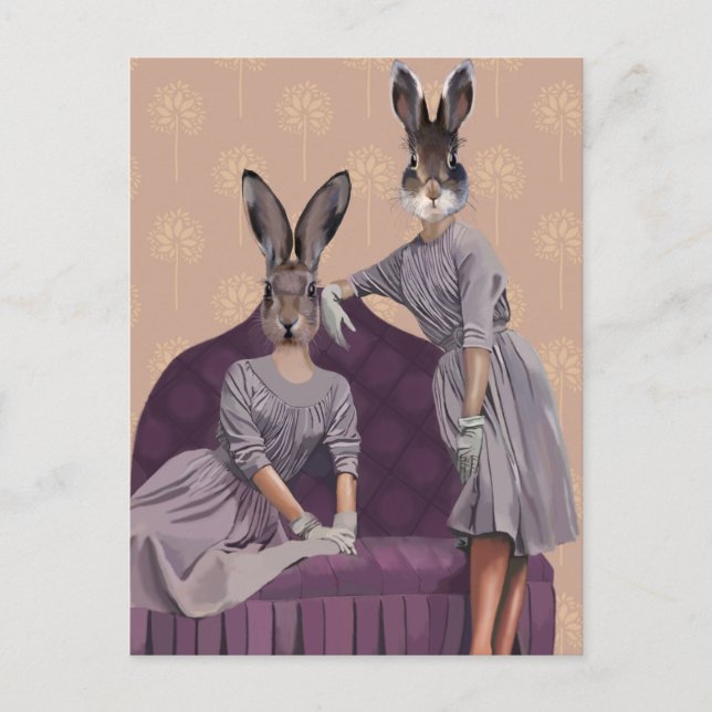 Rabbits in Purple Postcard (Front)