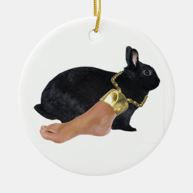 Rabbit's Lucky Human Foot Ceramic Ornament (Front)