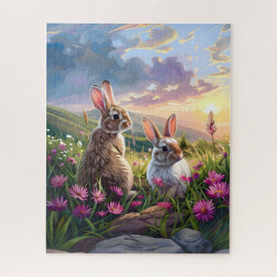 Rabbits On A Peaceful Evening Jigsaw Puzzle