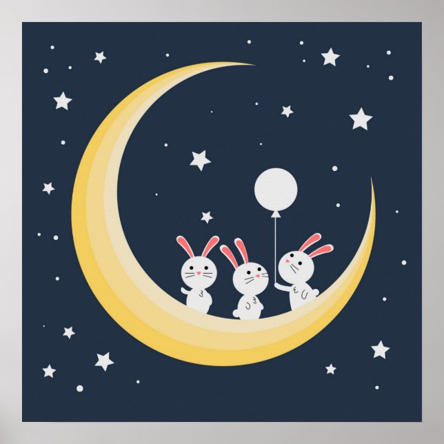 Rabbits on the moon poster (Front)