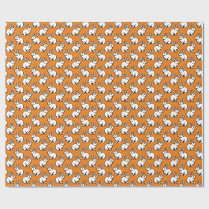 Rabbits Pattern - Black and White with Orange Wrapping Paper