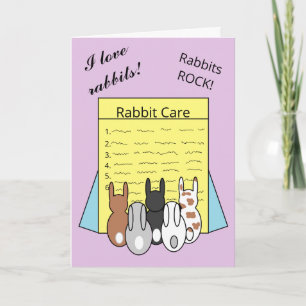 Rabbits Reading About Rabbit Care: Lavender Blank Card
