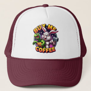 Rabbits Revenge: Tortoise Standoff Buy Me A Coffee Trucker Hat
