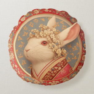 Rabbit's Royal Dress Round Cushion