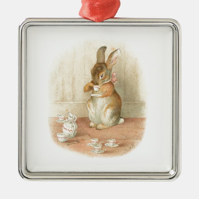 Rabbit's Tea Party Metal Ornament (Front)