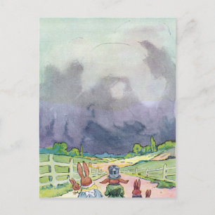 Rabbits Under Dark Clouds Postcard
