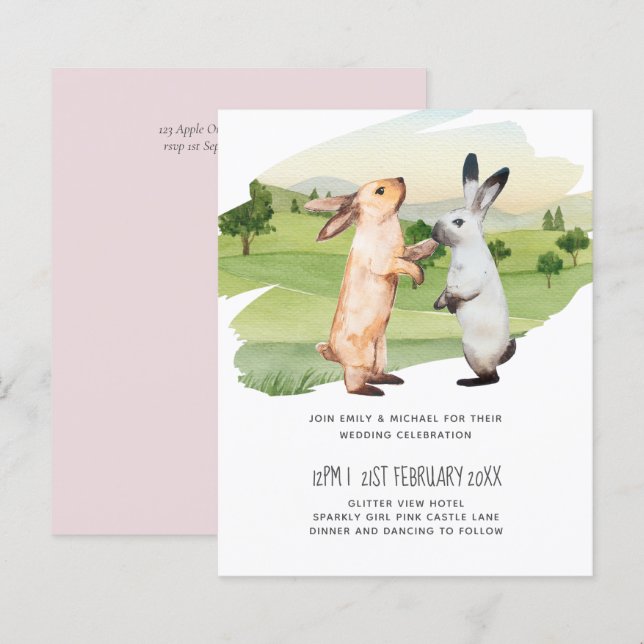 Rabbits Wedding Couple Country Garden (Front/Back)