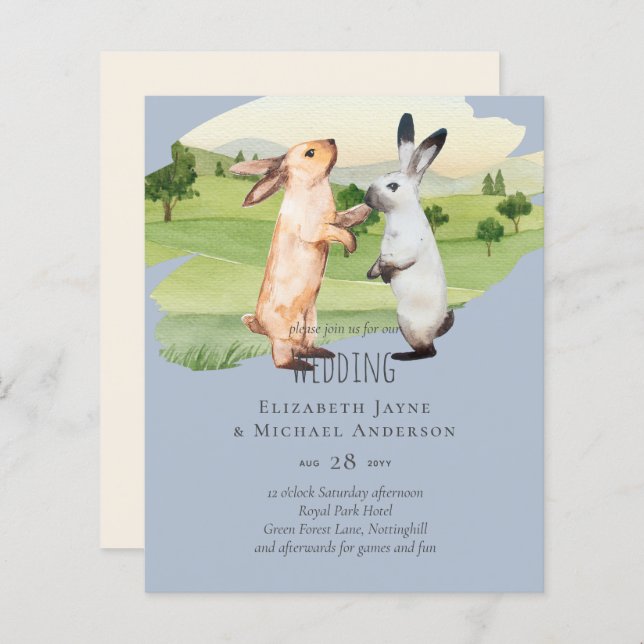 Rabbits Wedding Couple Country Garden (Front/Back)