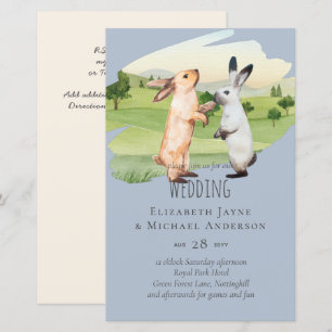 Rabbits Wedding Couple Country Garden