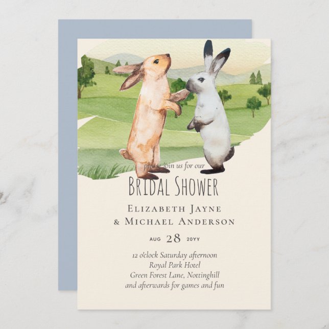 Rabbits Wedding Couple Country Garden (Front/Back)