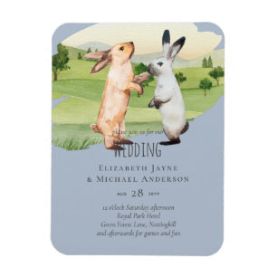 Rabbits Wedding Couple Country Garden Magnet
