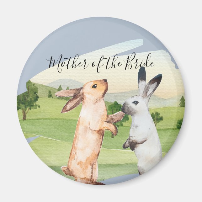 Rabbits Wedding Couple Country Garden Magnet (Front)