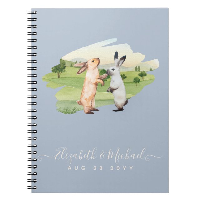 Rabbits Wedding Couple Country Garden Notebook (Front)