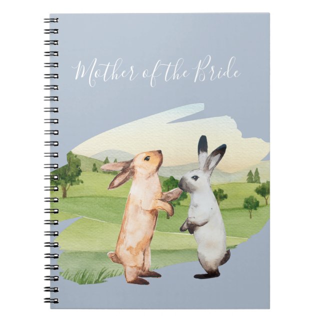 Rabbits Wedding Couple Country Garden Notebook (Front)