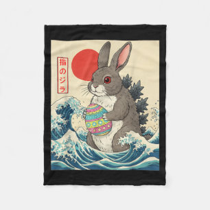 Rabbitzilla Bunny Vintage Japanese Art Funny Men W Fleece Blanket