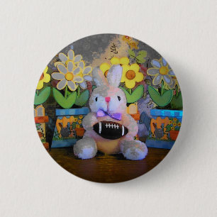 rabid rabbit football fan 6 cm round badge