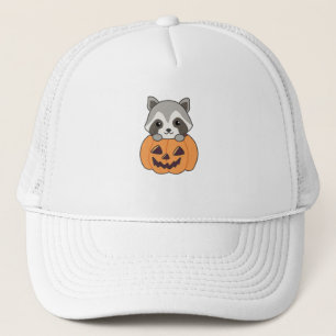 Raccin In Pumpkin Sweet Racoon Happy Halloween Trucker Hat