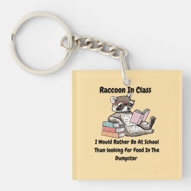 Raccon in Class Key Ring (Front)