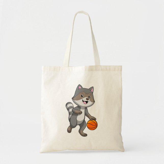 Raccoon as Basketball player with Basketball Tote Bag (Front)