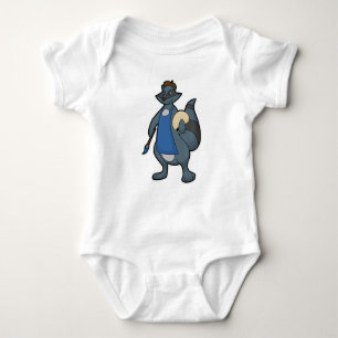 Raccoon as Painter with Paintbrush Baby Bodysuit