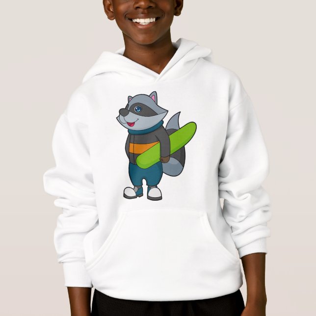 Raccoon as Snowboarder with Snowboard (Front)