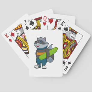 Raccoon as Snowboarder with Snowboard Playing Cards
