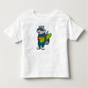 Raccoon as Snowboarder with Snowboard Toddler T-Shirt
