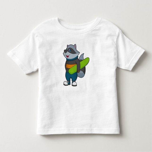 Raccoon as Snowboarder with Snowboard Toddler T-Shirt (Front)