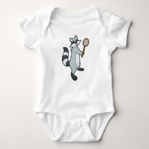 Raccoon as Tennis player with Tennis racket Baby Bodysuit
