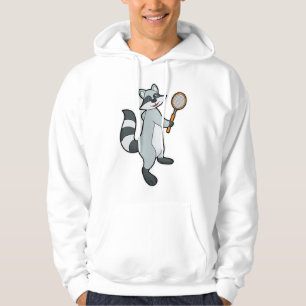 Raccoon as Tennis player with Tennis racket Hoodie