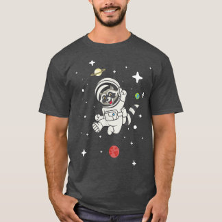 Raccoon Astronaut In Space  Raccoon Lover Animal L T-Shirt
