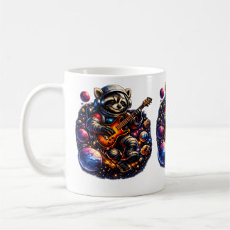 Raccoon Astronaut Rockstar – Music Among Planets Coffee Mug
