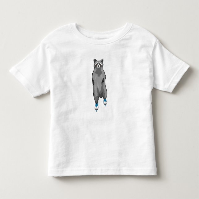 Raccoon at Ice skating with Ice skates Toddler T-Shirt (Front)