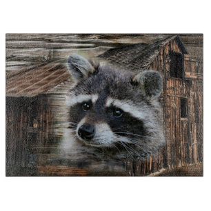 Raccoon At The Old Barn Cutting Board