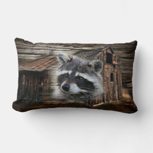 Raccoon At The Old Barn Lumbar Cushion