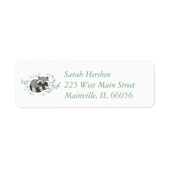 Raccoon Baby Shower Return Address Label (Front)