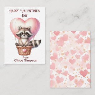 Raccoon Balloon Kid's Valentine Classroom Party Card