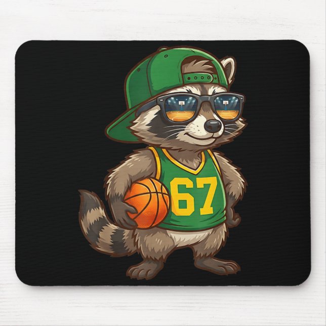 Raccoon Basketball 67 Gen Alpha Slang Srts Men Boy Mouse Pad (Front)