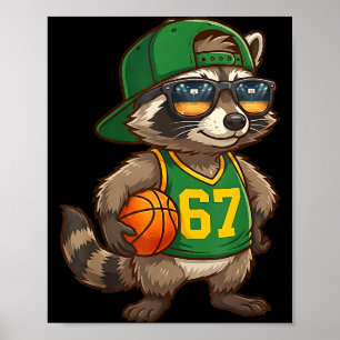 Raccoon Basketball 67 Gen Alpha Slang Srts Men Boy Poster