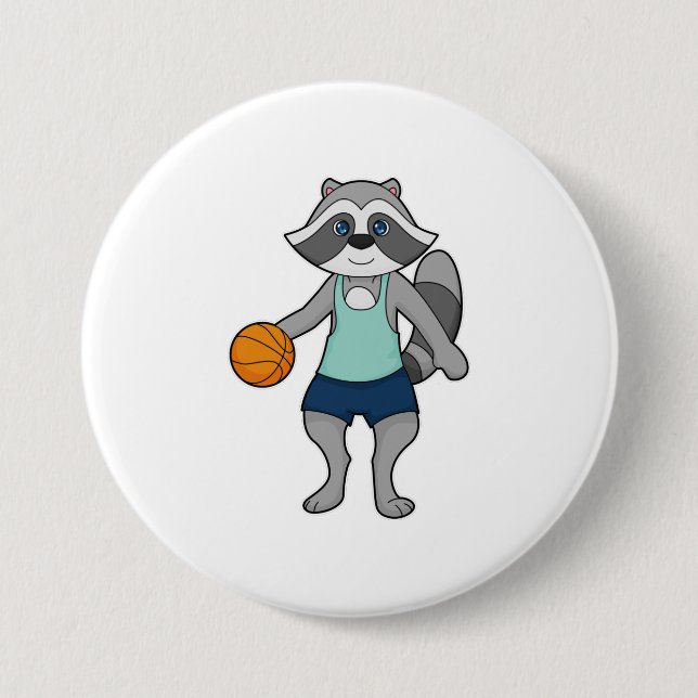 Raccoon Basketball player Basketball 7.5 Cm Round Badge (Front)