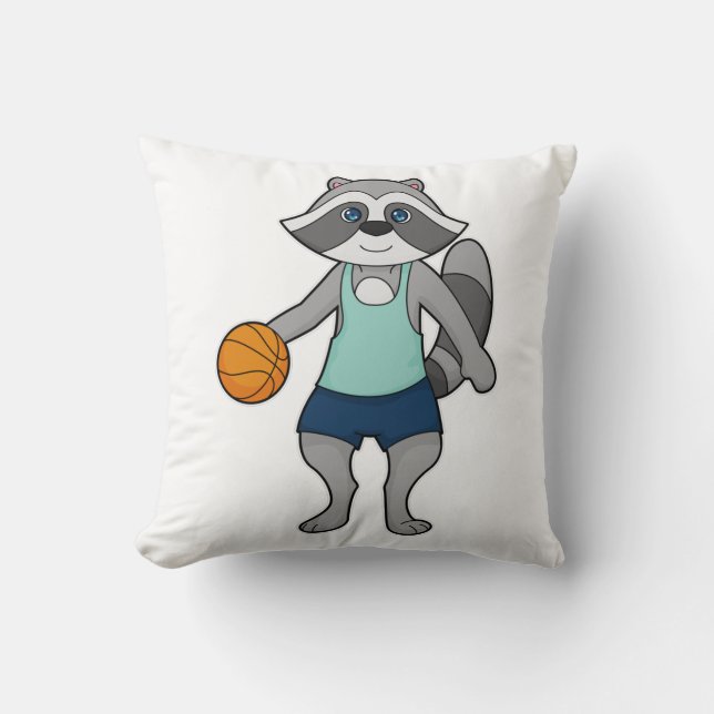 Raccoon Basketball player Basketball Cushion (Front)