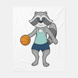 Raccoon Basketball player Basketball Fleece Blanket