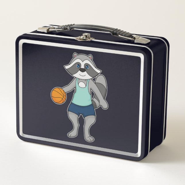 Raccoon Basketball player Basketball Metal Lunch Box (Front)