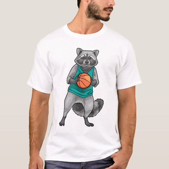 Raccoon Basketball player Basketball Sports T-Shirt (Front)