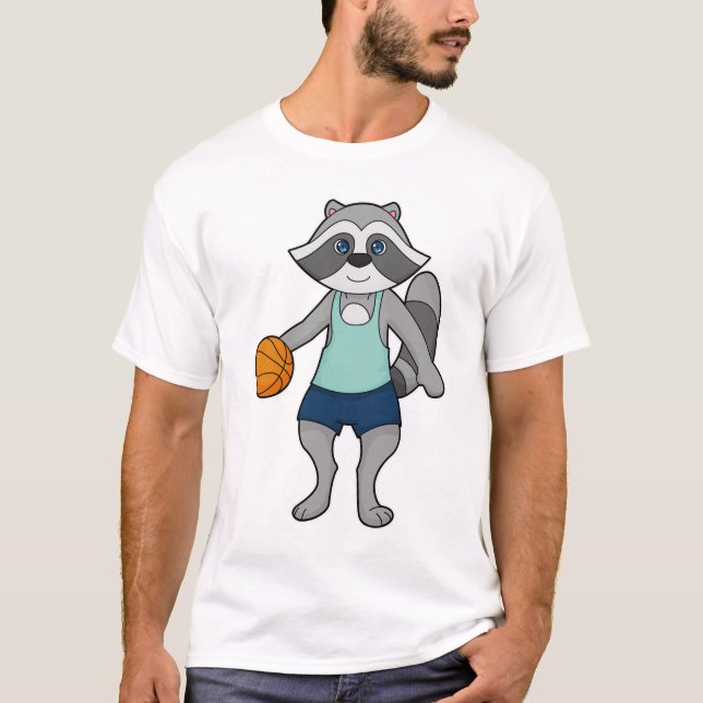 Raccoon Basketball player Basketball T-Shirt (Front)