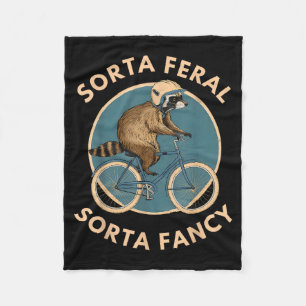 Raccoon Bicycle Riding Vintage Animal Funny Feral  Fleece Blanket