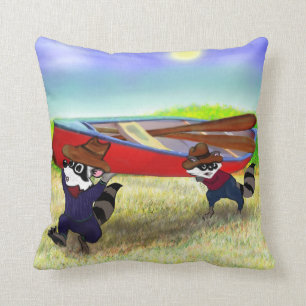 Raccoon Brothers and the Red Canoe Cushion