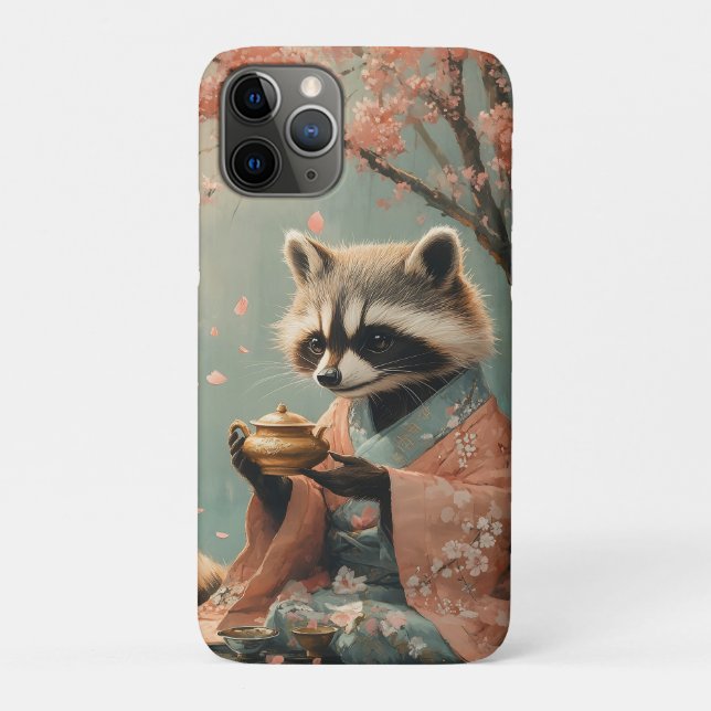 Raccoon Buddha: Peaceful Tea Under Cherry Tree Case-Mate iPhone Case (Back)