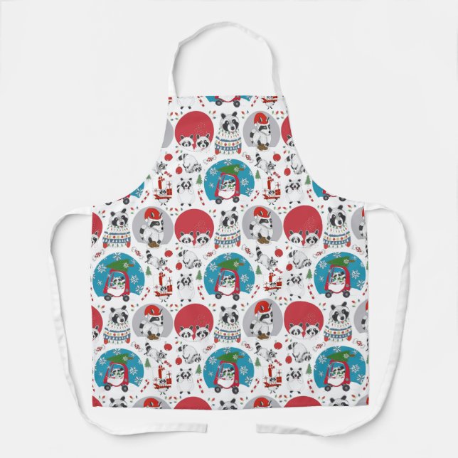 Raccoon Christmas Apron (Front)