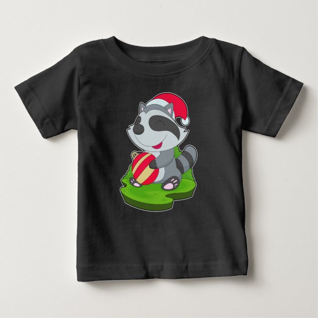 Raccoon Christmas Christmas ball Baby T-Shirt (Front)